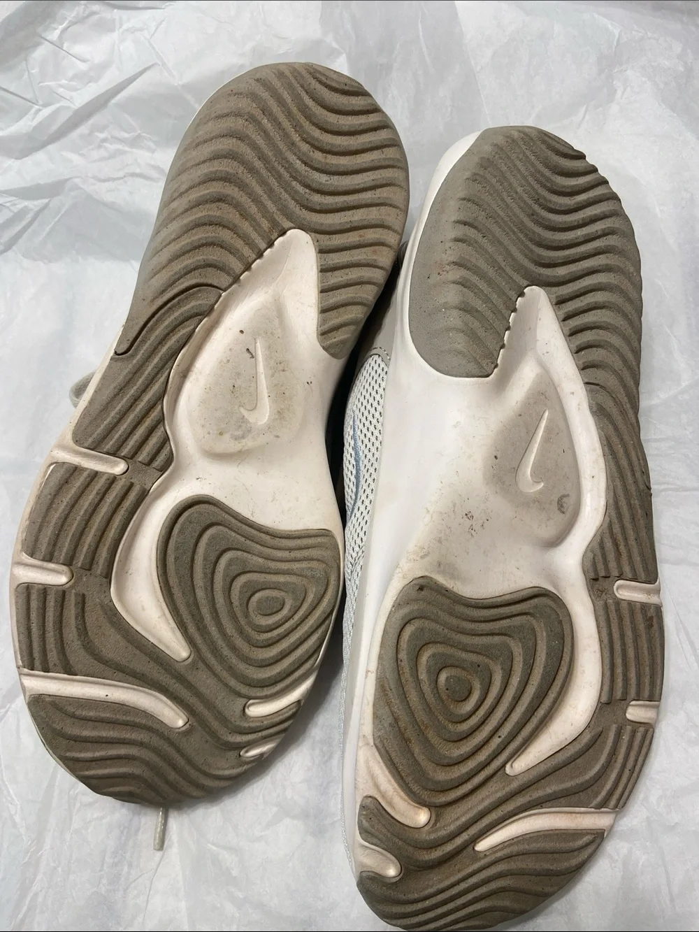 Nike women’s Light tan Mesh Sneaker with Subtle Silver Swoosh
